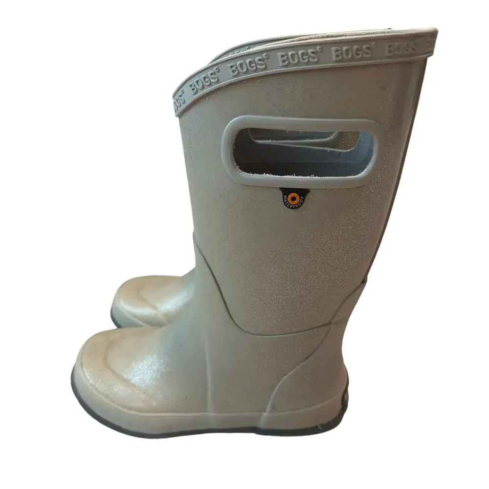 Bogs Kids Rainboot Glitter Silver Waterproof Pull-On Boots Size 1